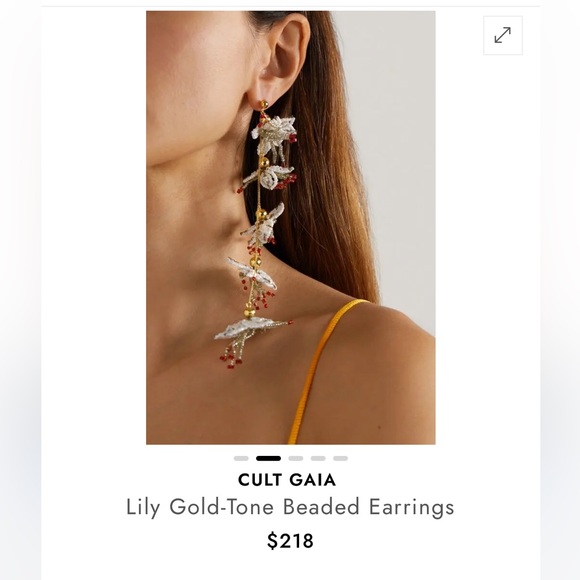 Cult Gaia NEW Lily Gold-tone Beaded Earrings - White - Picture 2 of 9